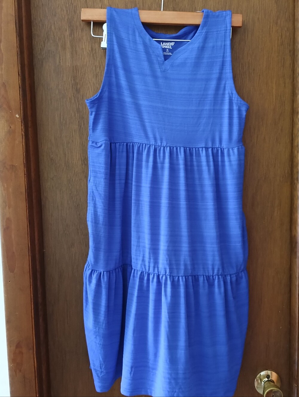 Lands' End Girls' Sleeveless Royal Blue Tiered Dress Cover Up XL 14